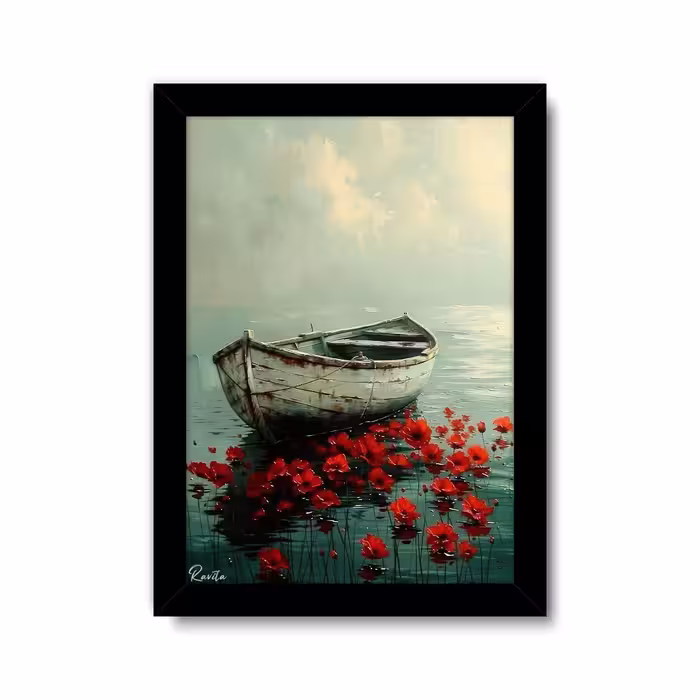 تابلو تکی طرح نقاشی قایق کد 3579