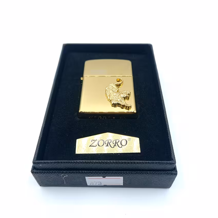 فندک بنزینی زورو مدل ببر رنگ طلایی کد L130046