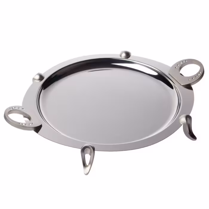 سینی استیل حلقه نگین طرح گرد