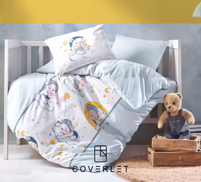 روتختی نوزادی آبی و سفید طرح Bear