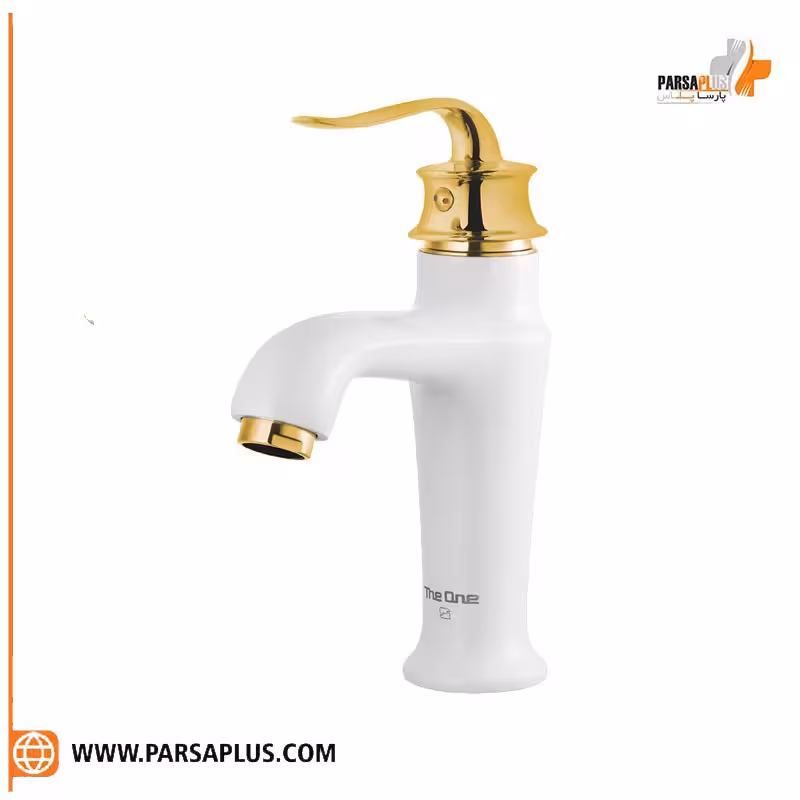 شیر روشویی دوان مدل کاجان سفید طلایی