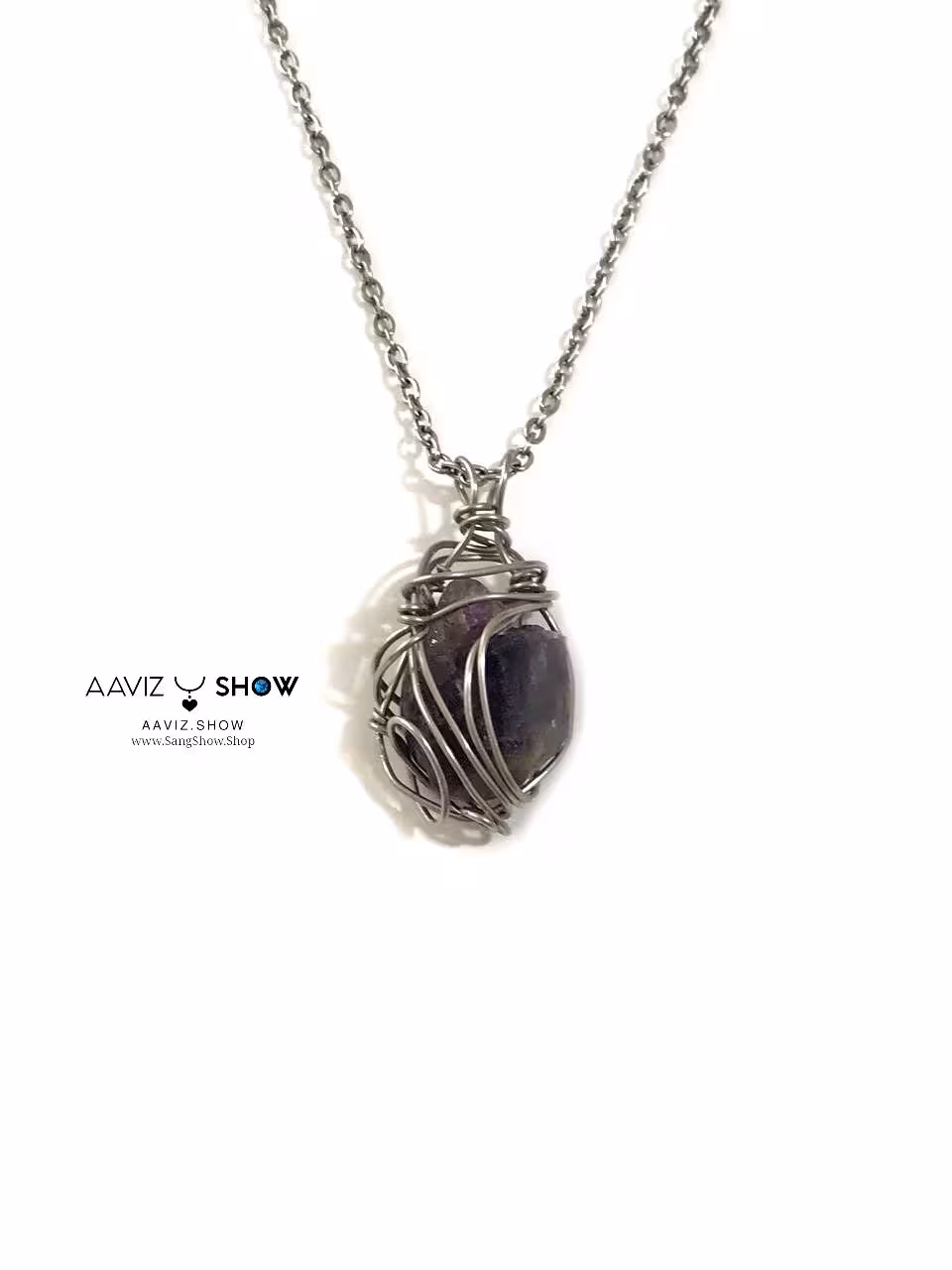 آویز سنگ راف آمیتیست خوشرنگ و زیبا A1035