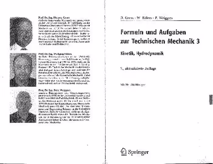 خرید و دانلود نسخه کامل کتاب Formeln Und Aufgaben Zur Technischen Mechanik 3: Kinetik, Hydrodynamik