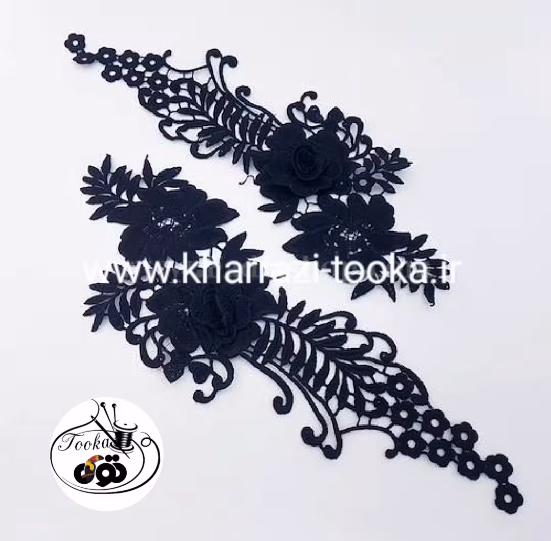 تکه دوزی گل برجسته مشکی
