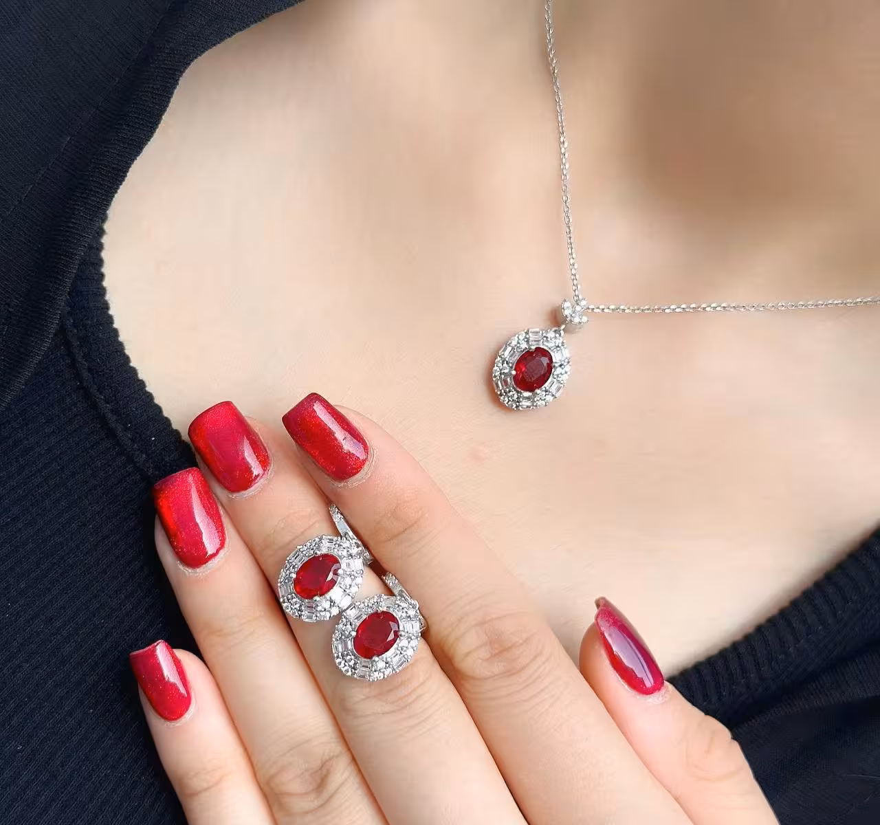 نیمست یاقوت سرخ جواهری کد 00554