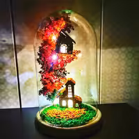 چراغ خواب کلبه جنگلی طرح پاییزی تزیین دکوراتیو و نور آرامبخش - فروشگاه اینترنتی گشنیز