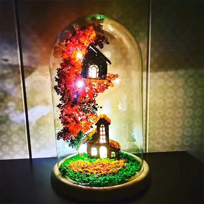 چراغ خواب کلبه جنگلی طرح پاییزی تزیین دکوراتیو و نور آرامبخش - فروشگاه اینترنتی گشنیز