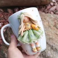 ماگ دخترونه خمیری برجسته
