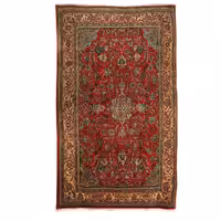 فرش قدیمی دستباف شش و نیم متری طرح لچک ترنج کد 4101145