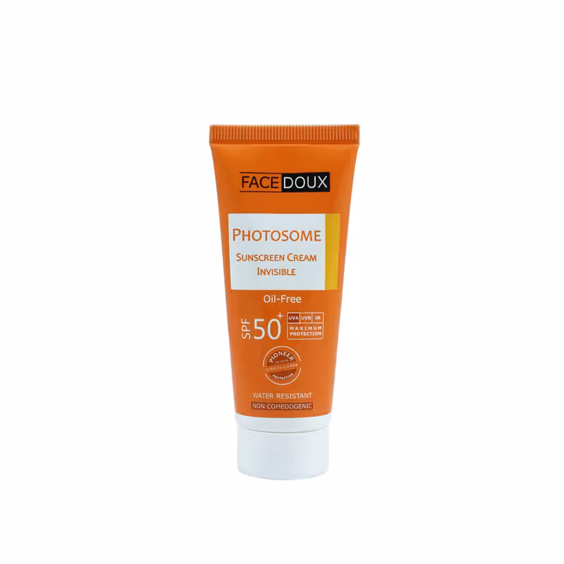 کرم ضد آفتاب بدون رنگ فیس دوکس SPF50 مدل Oil free محافظ UVA ،UVB، ضد آب، مناسب انواع پوست حجم 40 میلی‌لیتر