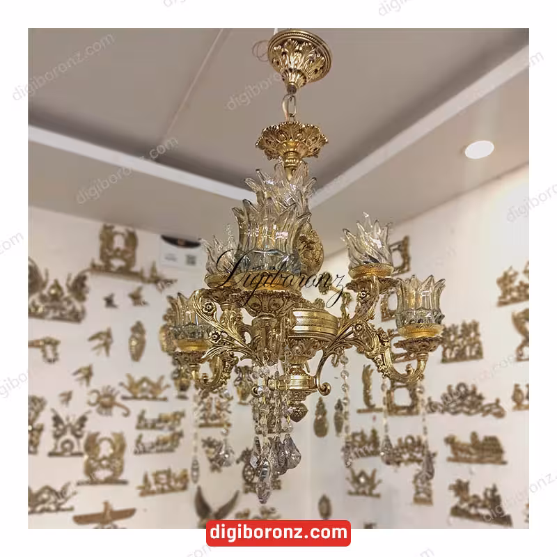 لوسترسه شاخه دو گل یاسی طلایی