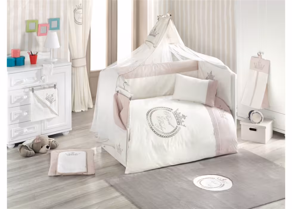 سرویس خواب کیدبو اصل ترکیه  9 تکه  نوزادی کیدبو Kidboo مدل Royal vanilla