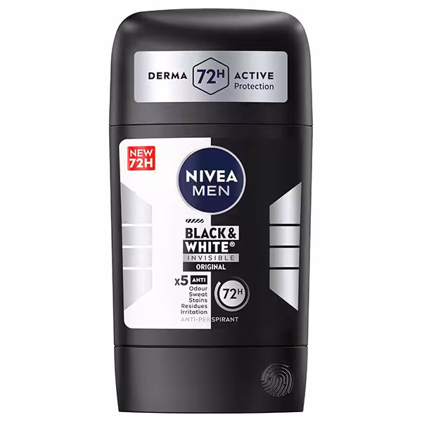 مام استیکی مردانه بلک اند وایت اورجینال نیوا Nivea Black & White Invisible Original حجم50 میلی محصول اروپا