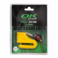 قفل دیسک دوچرخه و موتور OK 203M 5.5mm زرد