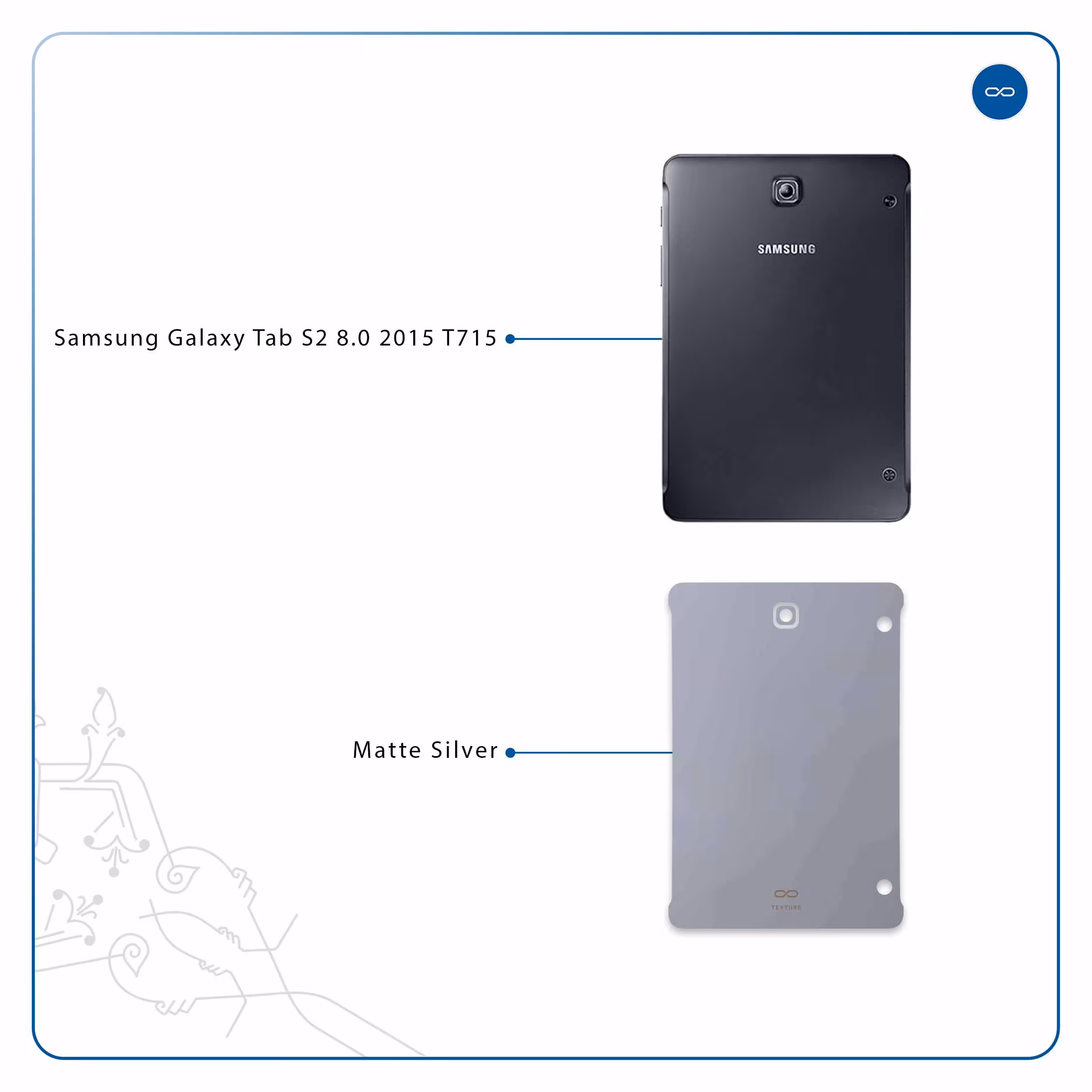 برچسب پوششی ماهوت مدل Matte-Silver مناسب برای تبلت سامسونگ Galaxy Tab S2 8.0 2015 T715