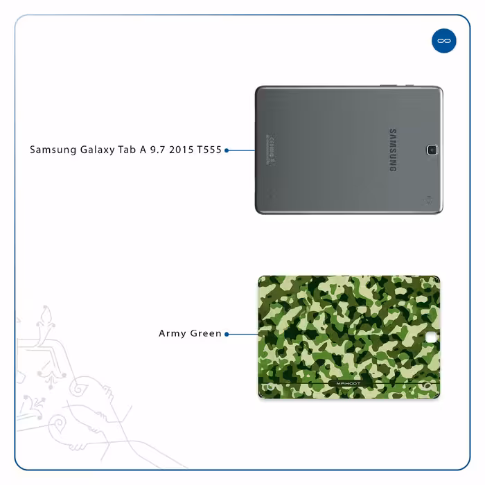 برچسب پوششی ماهوت مدل Army-Green-2 مناسب برای تبلت سامسونگ Galaxy Tab A 9.7 2015 T555