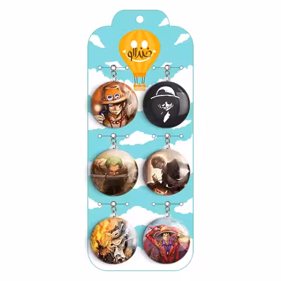 جاکلیدی خندالو مدل انیمه وان پیس One Piece کد 937B مجموعه 6 عددی