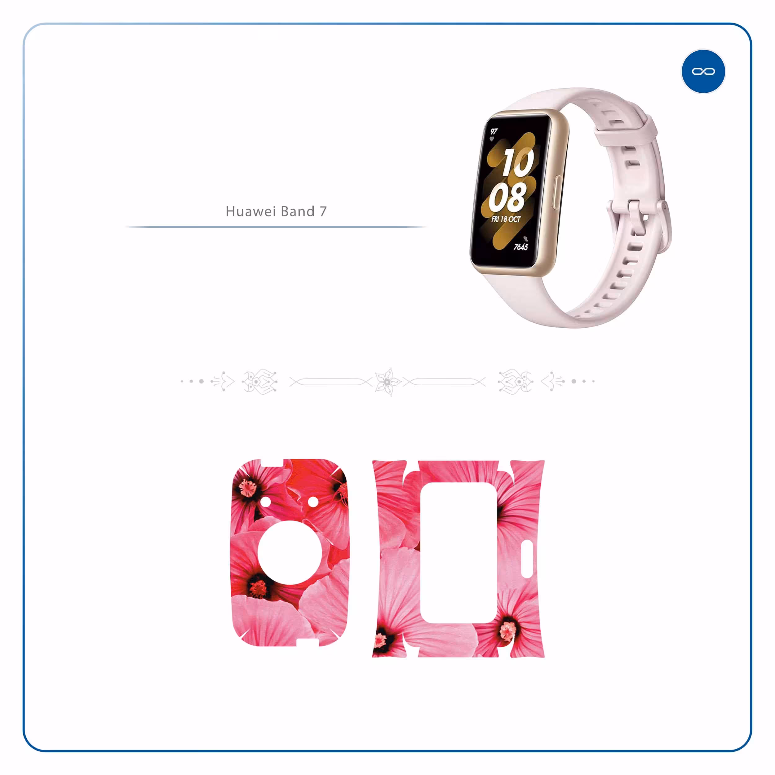 برچسب ماهوت طرح Pink_Flower مناسب برای ساعت هوشمند هوآوی Band 7