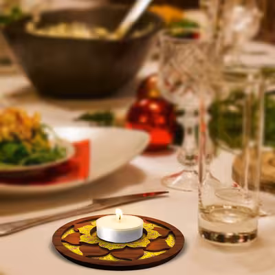 شمعدان مدل گل نیلوفر طرح گل سرخ مجموعه 2 عددی