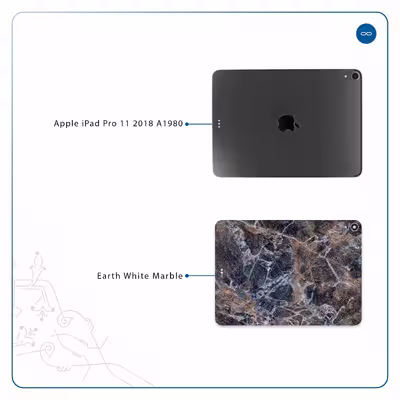 برچسب پوششی ماهوت مدل Earth-White-Marble مناسب برای تبلت اپل iPad Pro 11 2018 A1980