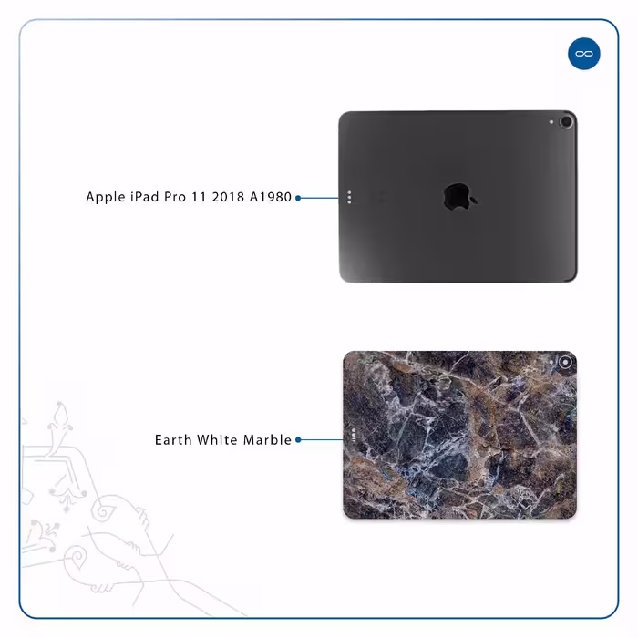 برچسب پوششی ماهوت مدل Earth-White-Marble مناسب برای تبلت اپل iPad Pro 11 2018 A1980