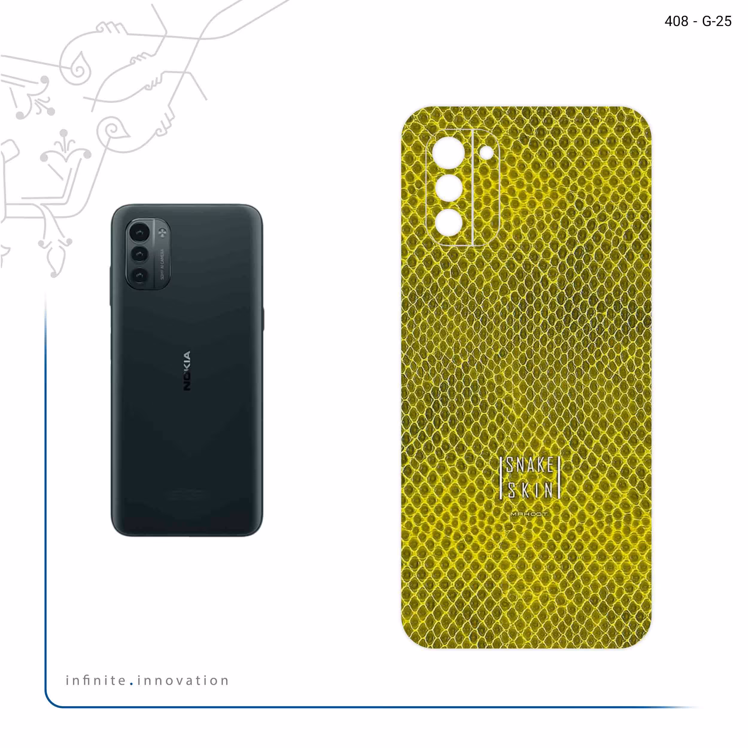 برچسب پوششی ماهوت مدل Yellow Snake Skin مناسب برای گوشی موبایل نوکیا G21