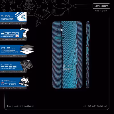 برچسب پوششی ماهوت مدل Turquoise feathers-FullSkin مناسب برای گوشی موبایل اینفینیکس Note 10