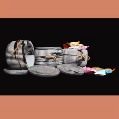 بانکه مدل سنگی کد 990 مجموعه 3 عددی به همراه سینی