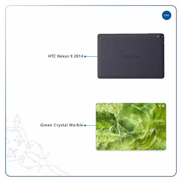 برچسب پوششی ماهوت مدل Green Crystal Marble مناسب برای تبلت اچ تی سی Nexus 9 2014