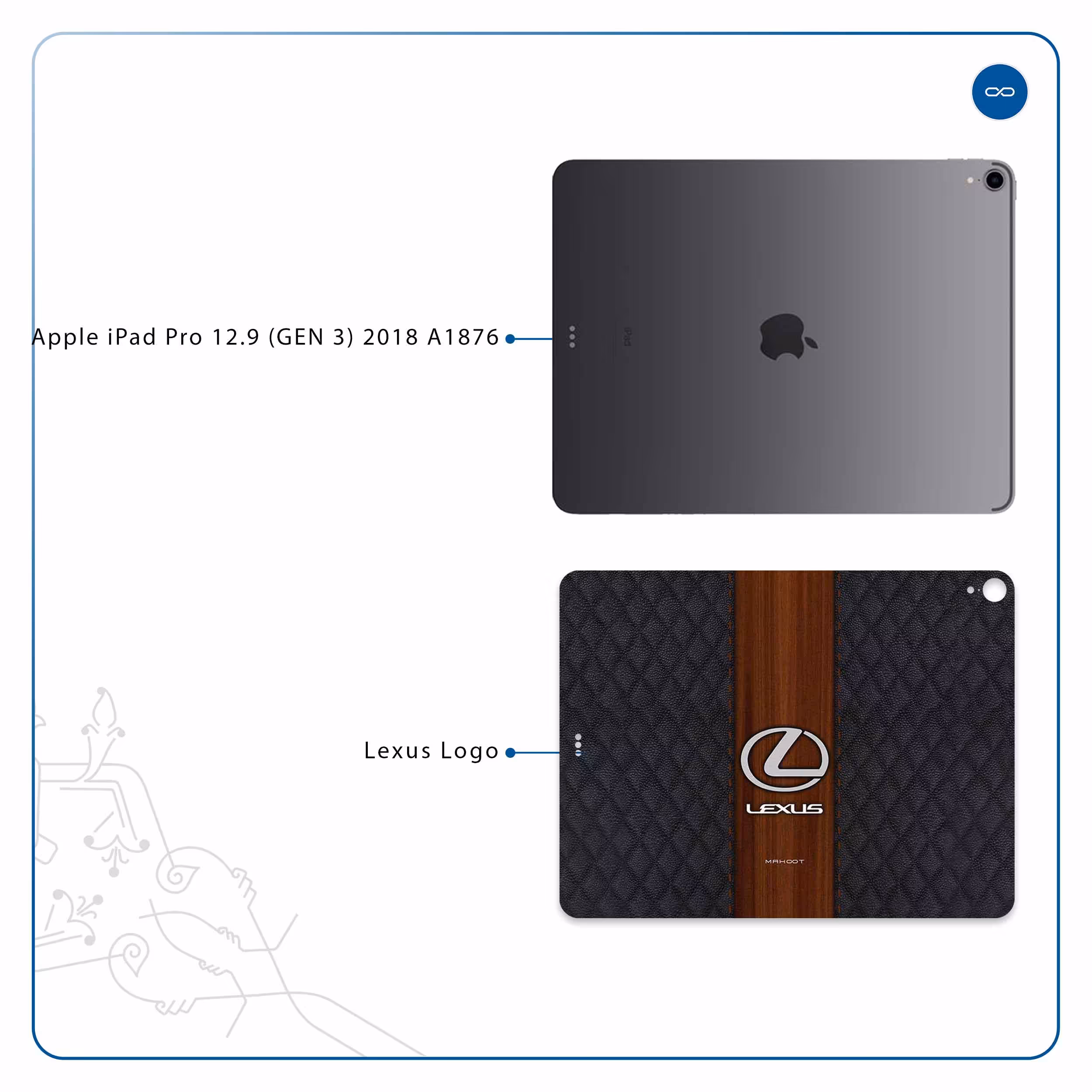برچسب پوششی ماهوت مدل Lexus-Logo مناسب برای تبلت اپل iPad Pro 12.9 (GEN 3) 2018 A1876