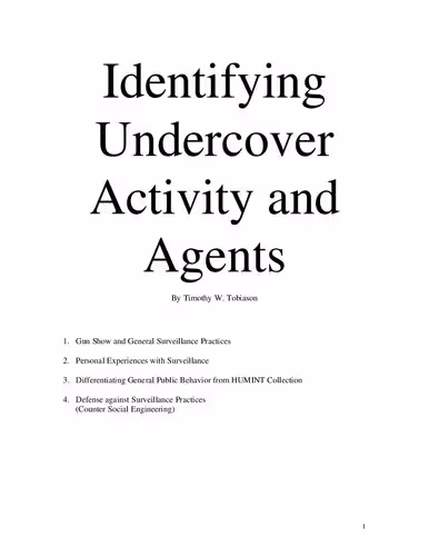 خرید و دانلود نسخه کامل کتاب Identifying Undercover Activity and Agents