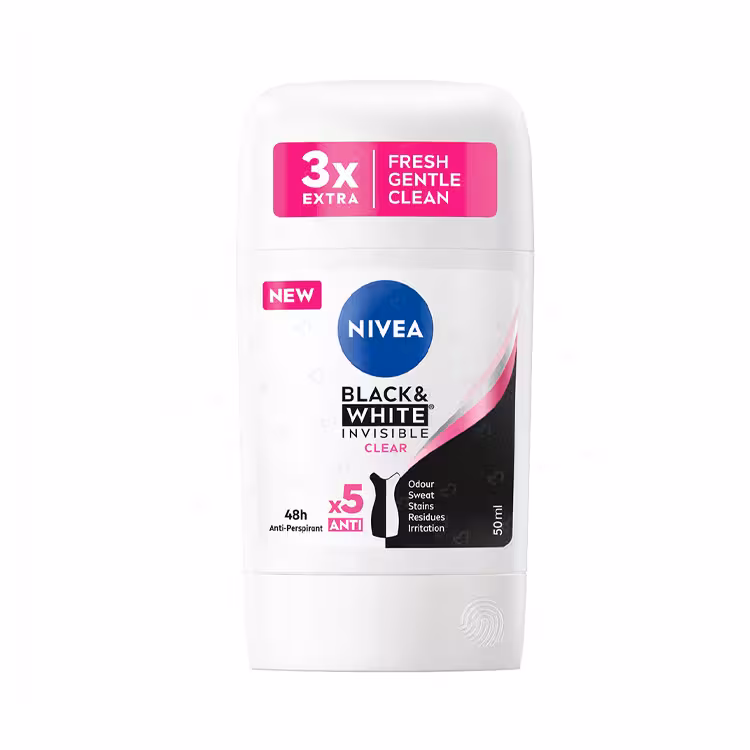 مام استیک صابونی ضدتعریق زنانه نیوآ مدل Black & White Invisible clear حجم 50 میل