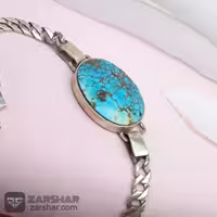 دستبند فیروزه نیشابوری شجری قاب نقره دست ساز کارتیر