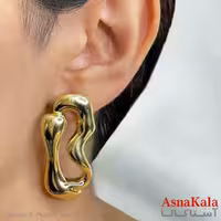 گوشواره دخترانه مینیمال طرح مستطیل برجسته فشن رنگ طلایی کد GSH151758W