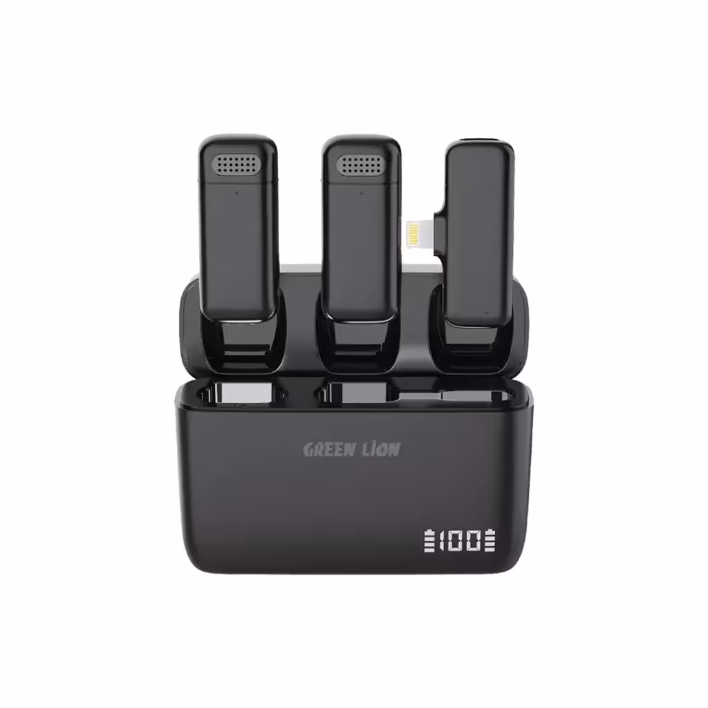 میکروفن بی سیم حرفه ای گرین لاین مدل Green Lion Duo Cast Wireless Mic type-c