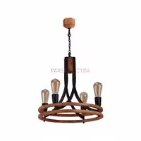 لوستر ماکان 4 شعله چوب و فلز