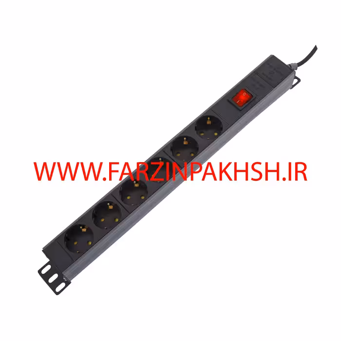 چند راهی برق هشت خانه چراغ دار با کابل 1/8 متری پارت الکتریک مدل رک مونت پارسا 2252