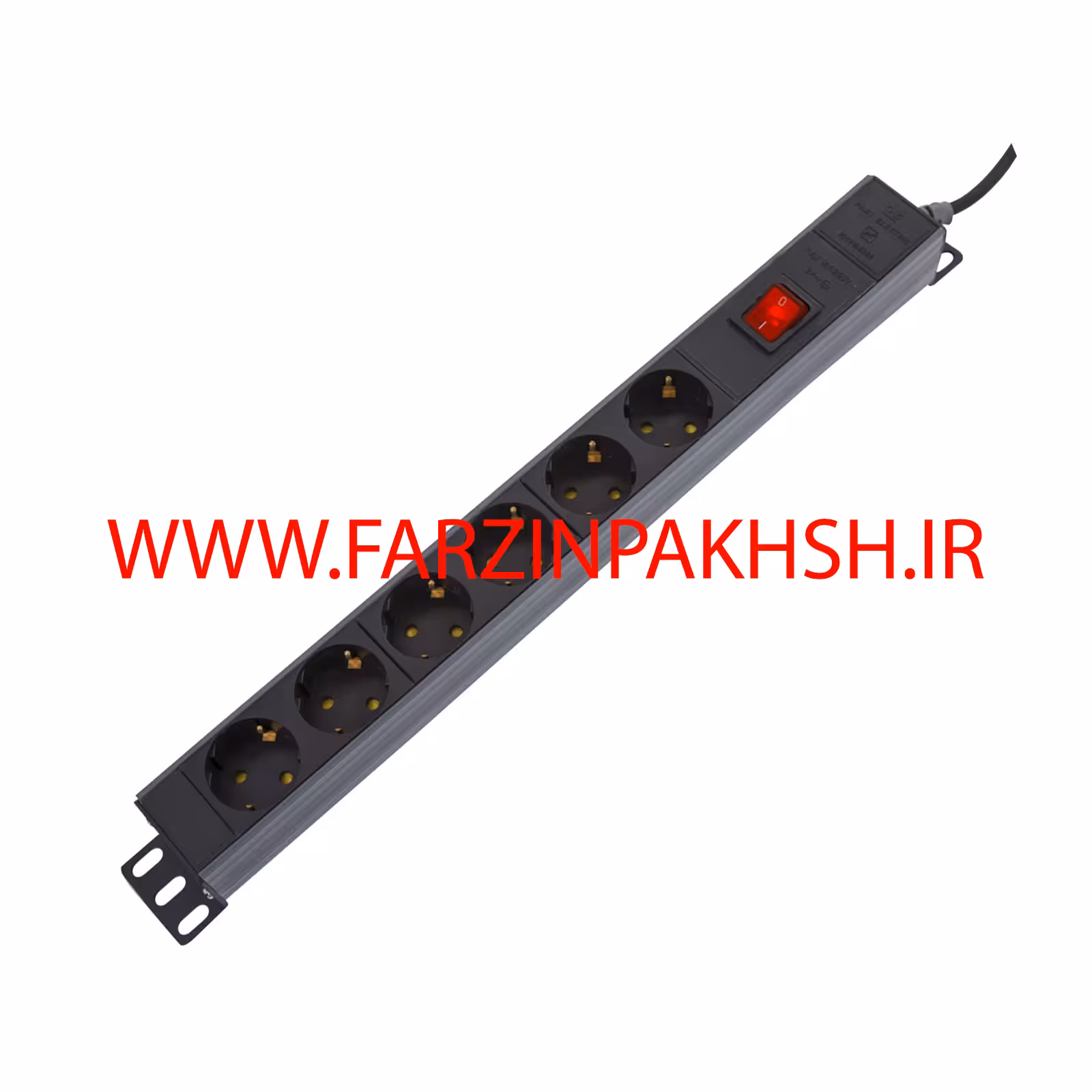 چند راهی برق هشت خانه چراغ دار با کابل 1/8 متری پارت الکتریک مدل رک مونت پارسا 2252