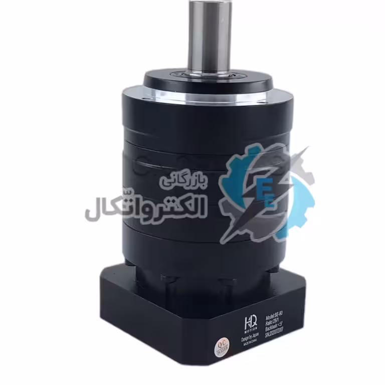 گیربکس خورشیدی سرووموتور HQM اچ کیو ام مدل SE90-07-19 سایز 90 نسبت 1 به 7 شفت ورودی 19 شفت خروجی 22 فلنج گرد مناسب 750 وات 3000 دور (گیربکس سیاره ای)