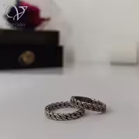 حلقه ست نقره طرح گیسو سیاه قلم کد 8482