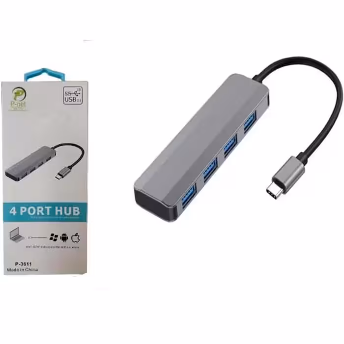 هاب چهار پورت type-c پی نت مدل PNET-3611 USB3.0