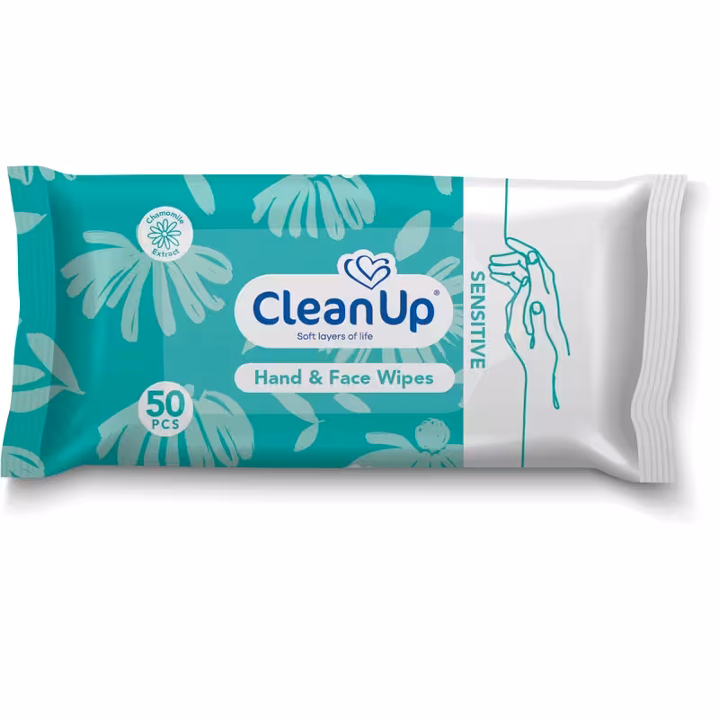 دستمال مرطوب پاک کننده دست و صورت کلین آپ بسته 50 عددی