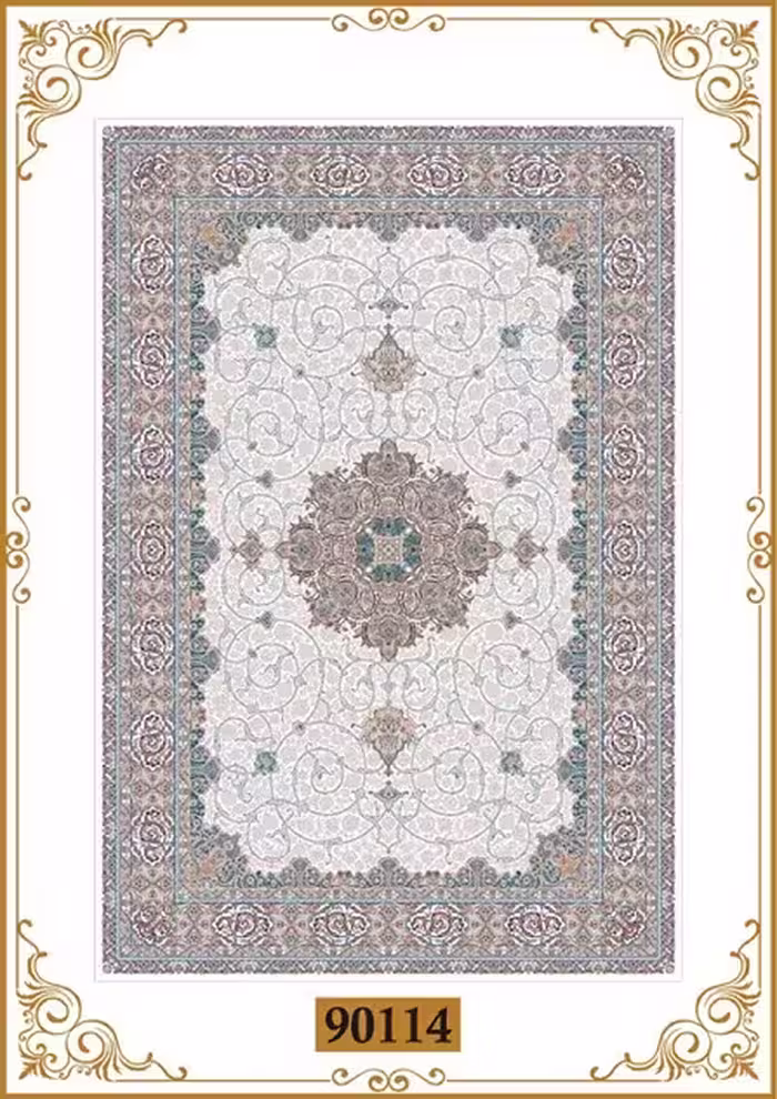 فرشینه چاپی 4 لایه ترمزگیر دار با طرح سنتی،پشت دات و چرم–تولید در ابعاد مختلف-کد 9115
