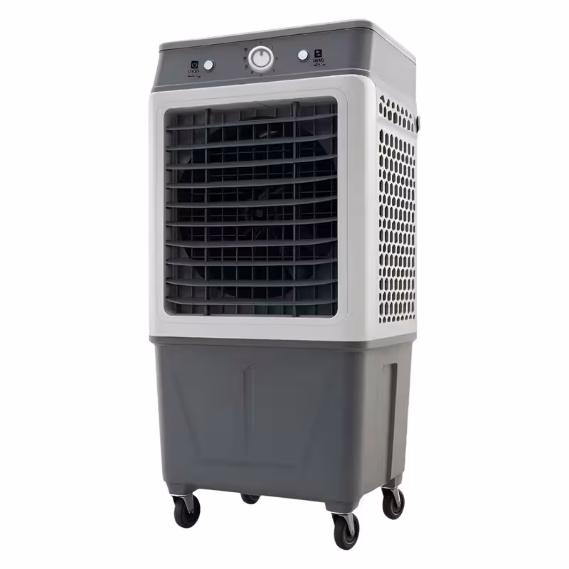کولر آبی سلولزی چرخ‌دار 2800 CFM مدل AC-2800 با گرید انرژی A، نحوه کنترل با کلید چرخشی، پر شدن مخزن کولر به صورت دستی، مناسب برای متراژ بین 30 تا 50 متر مربع