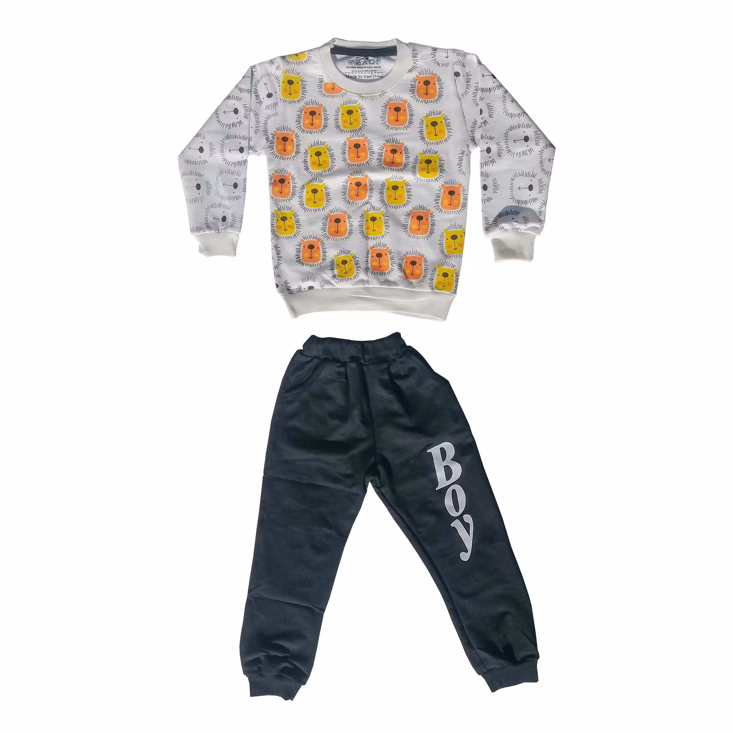 ست لباس راحتی پسرانه مدل شیری نارنجی