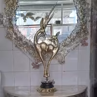 مجسمه برنز غزال عاشق پایه سنگی 