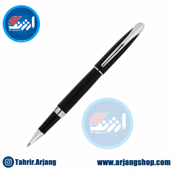 روان نویس یوروپن مدل Ring طرح مشکی مات گیره استیل