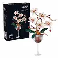 لگو طرح گل ارکیده مدل Orchid In Goblet کد 3012، تعداد 512 قطعه، همراه با گلدان شفاف و 5 عدد گل ارکیده