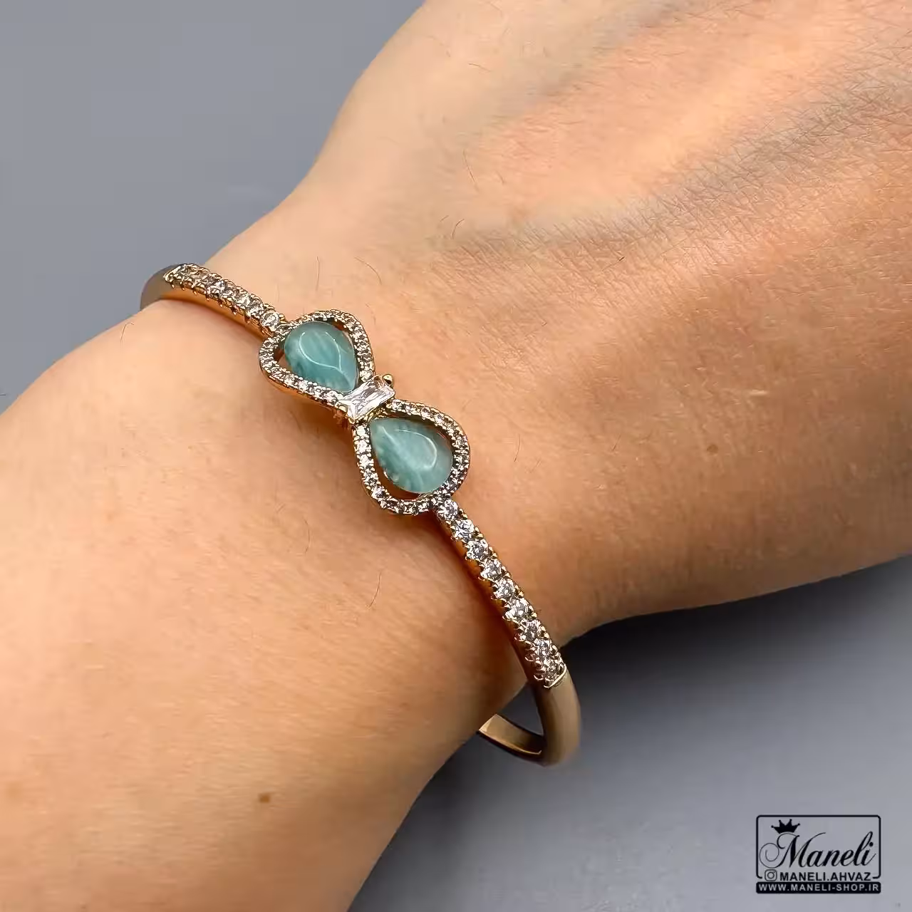 دستبند النگویی ژوپینگ مدل بی نهایت – سنگ فیروزه ای | ضدحساسیت 14031172