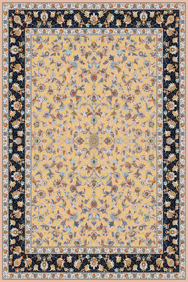 فرش 1200 شانه طرح نازافشان زمینه بژ کاشان